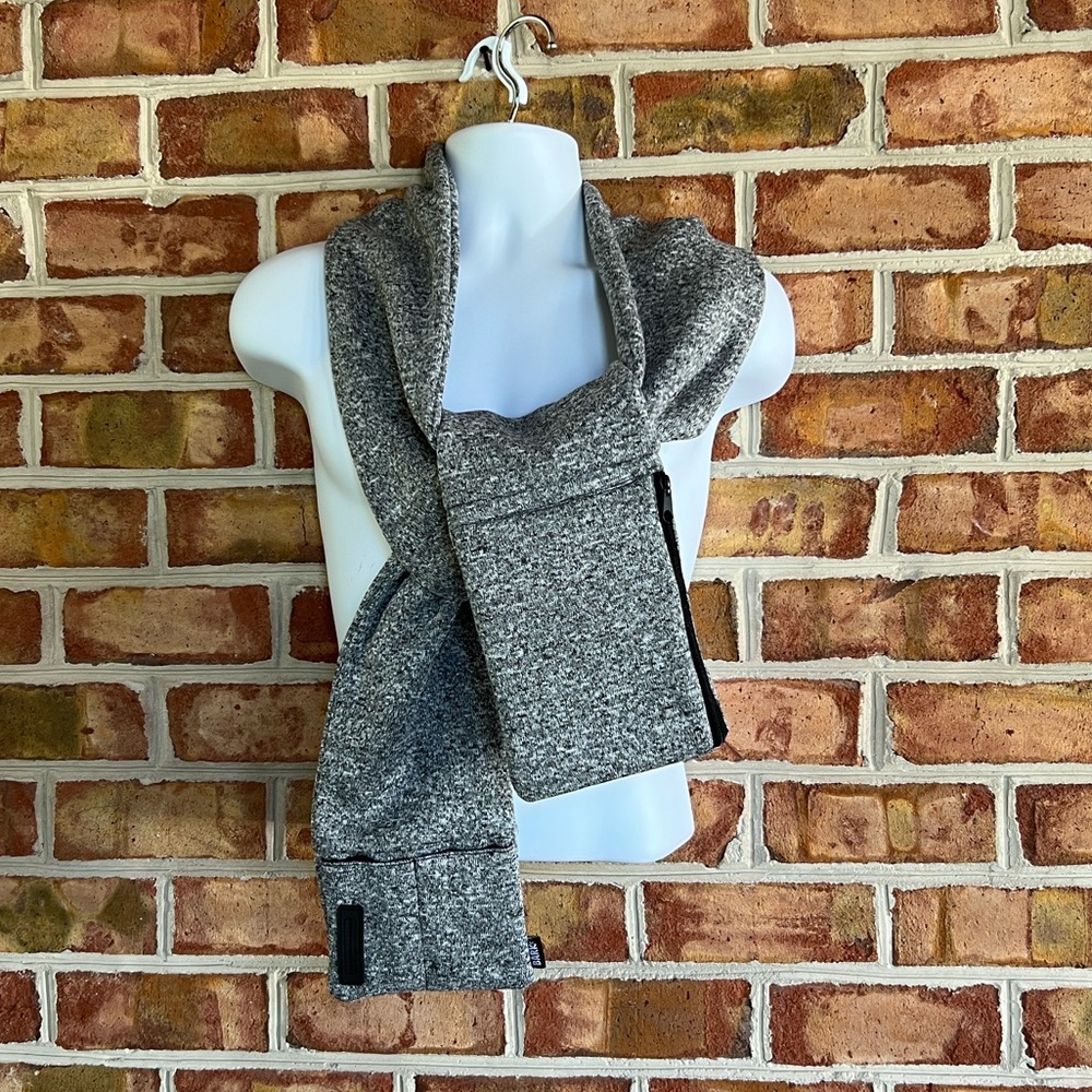 Bark Charcoal Knit Dog walking Scarf with bag storage & zip compartment